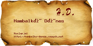 Hambalkó Dénes névjegykártya